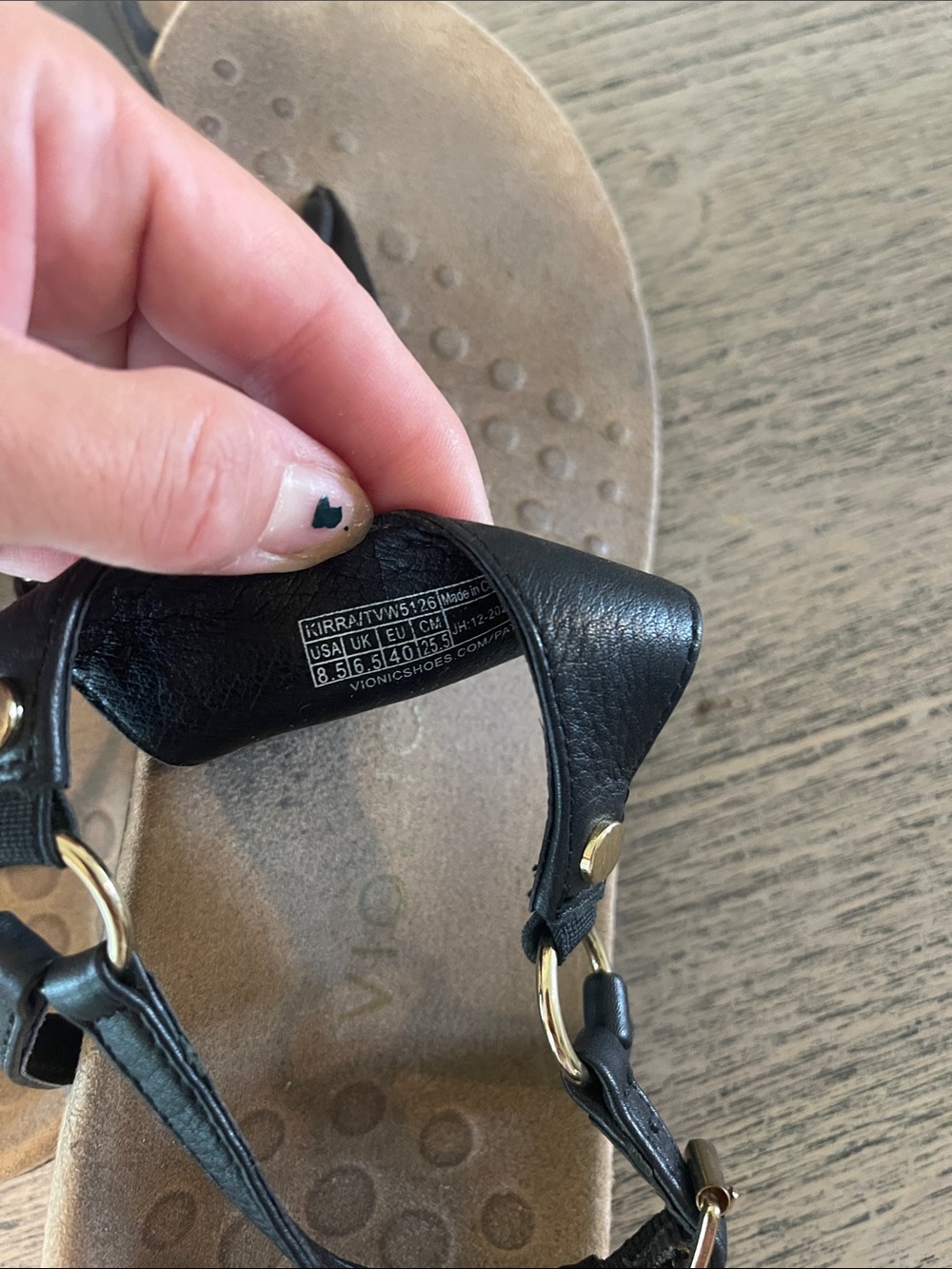 Vionic Kirra Black Leather Slingback Comfort Thong Buckle Sandal Women’s Size 8. - Picture 5 of 6